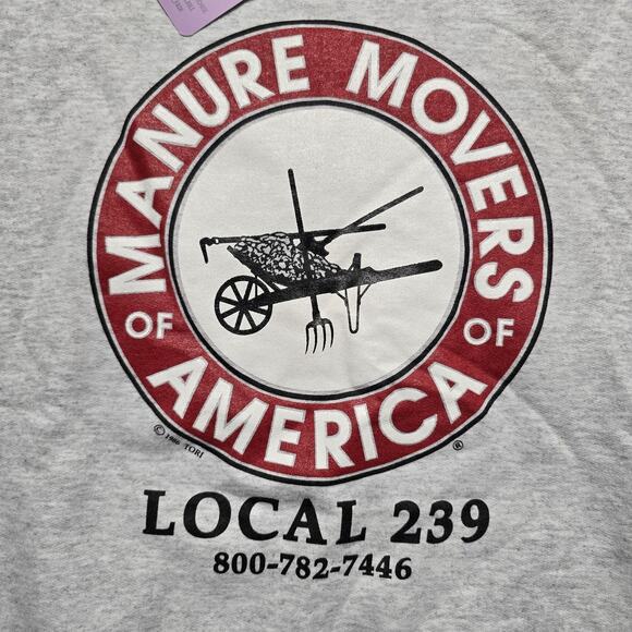 Vintage Sweatshirt Mens Large Gray Crewneck Manure Movers of America Local 239 - Picture 2 of 9